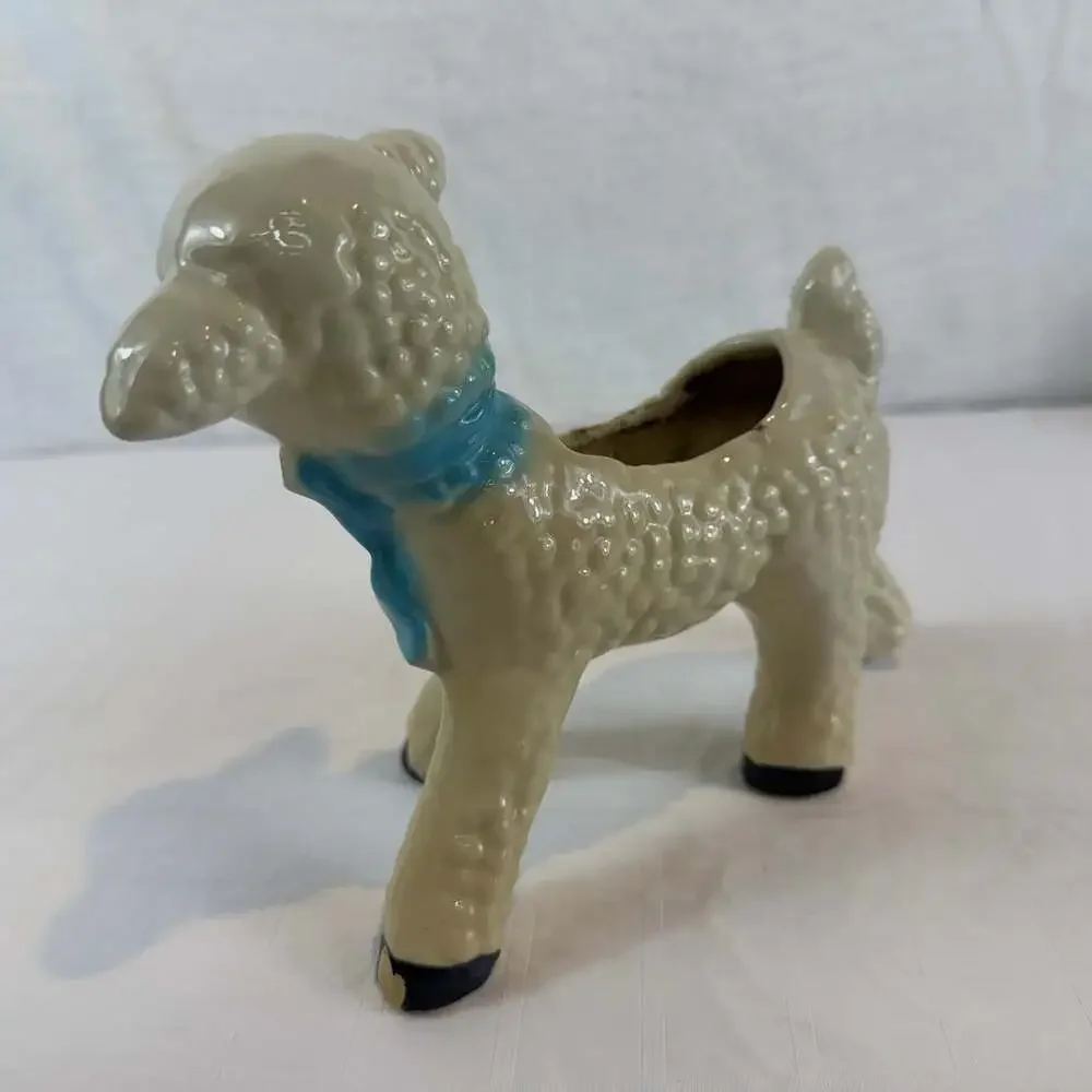 1950's Vintage Ceramic Lamb Planter *chip On Hoof, Discoloring